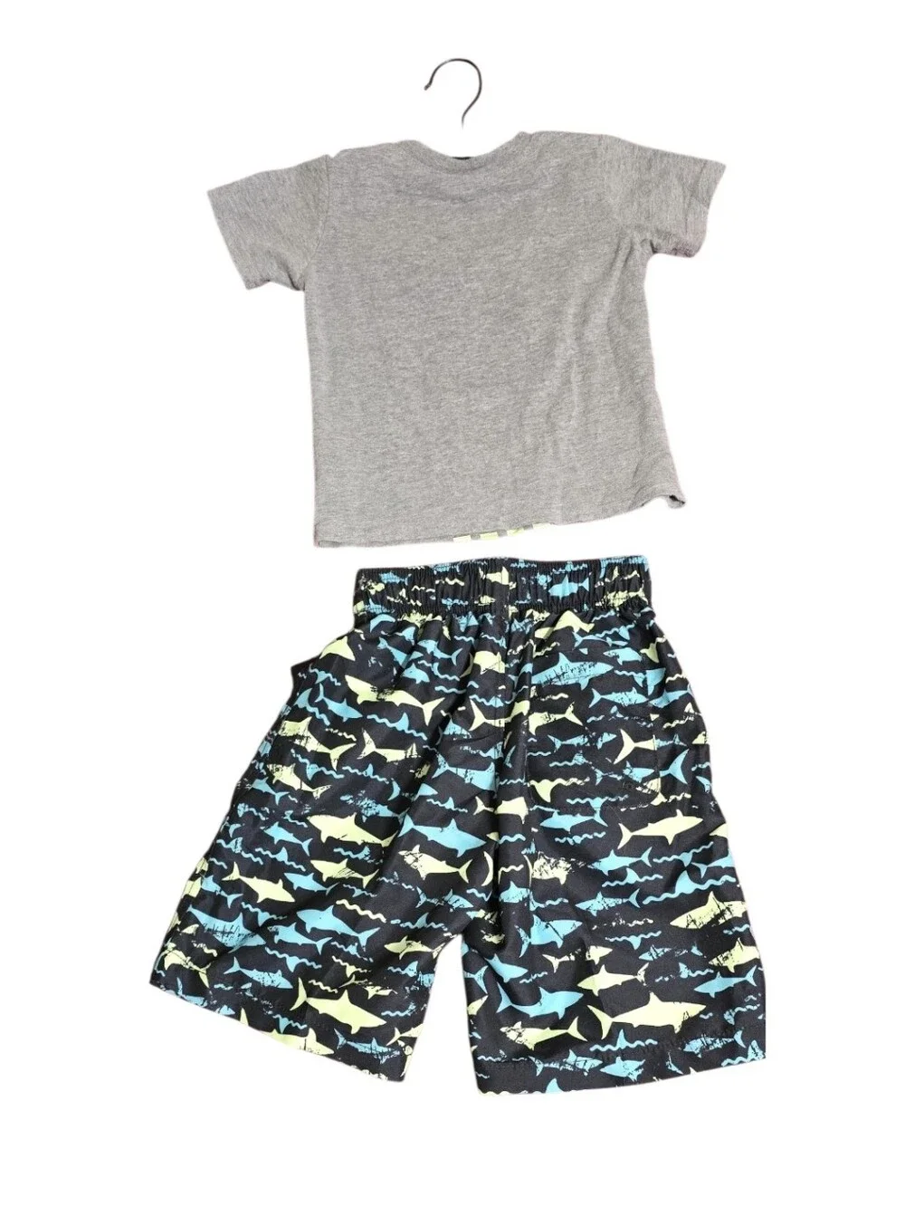 Kids Yoda Grey Tee & Shark Swim Shorts Set